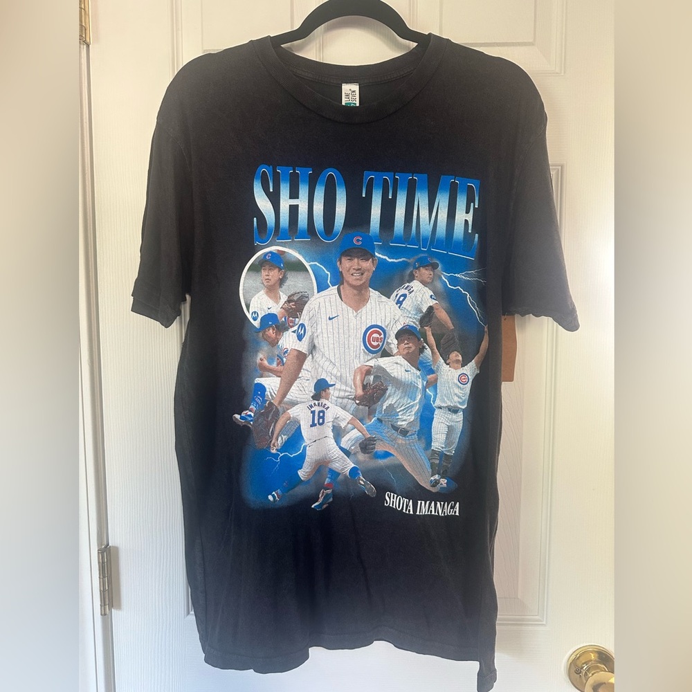 Shota Imanaga Black Baseball Graphic T-Shirt Size M